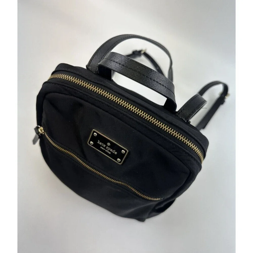 Kate Spade Blake Avenue Hilo Backpack Black Zip Nylon Small Adjustable Shoulder
